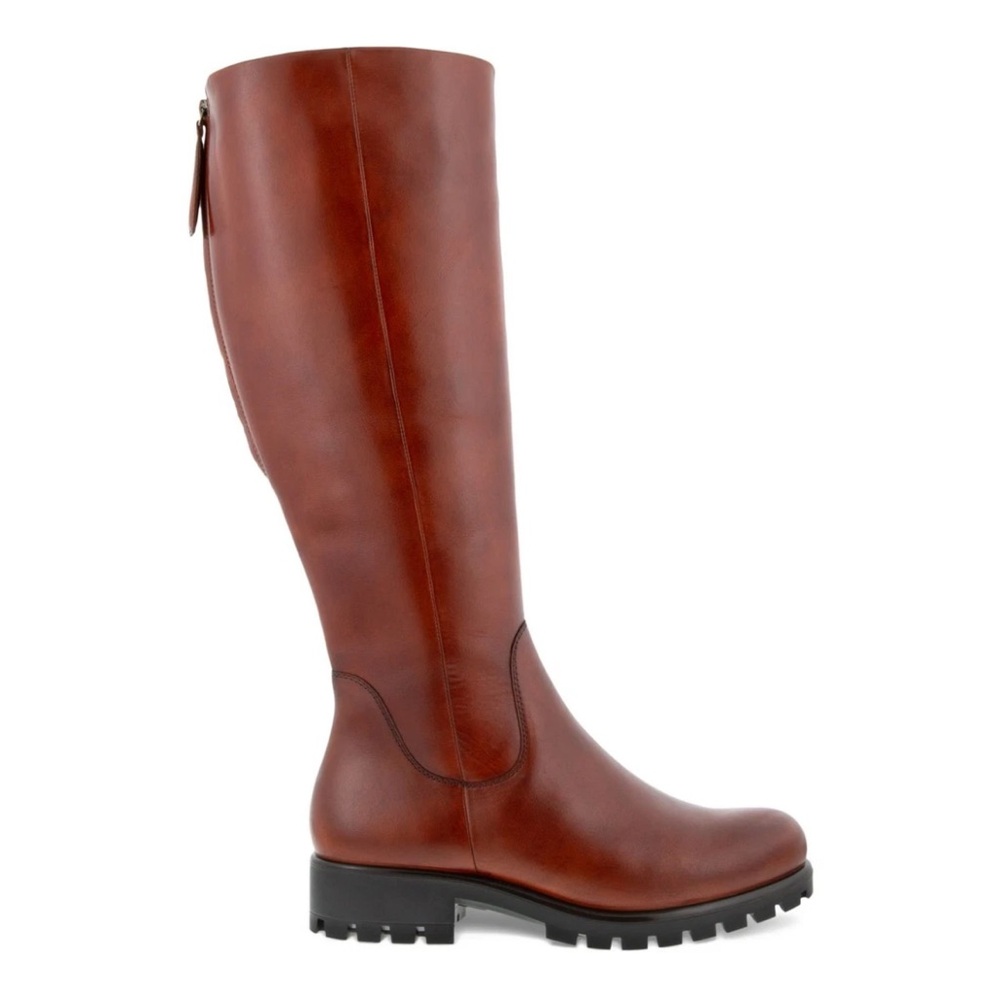 NIB Ecco Modtray 490073 Leather Double Zip Knee High Boots in Original Box